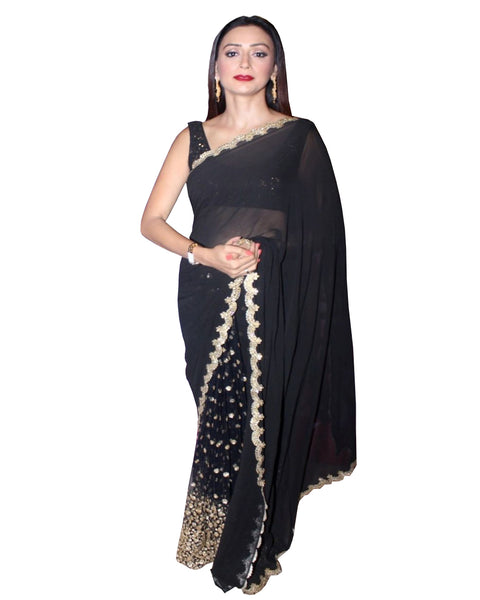 black color designer saree
