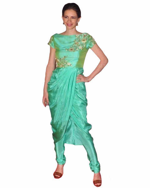 Bollywood  Mint Green Color Kalki Koechlin Drape kurta