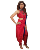 Shilpa Shetty In Corl Red Dhoti Saree