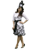 Bollywood Dress White-Black Color Aiswarya Designer Short Frock With Hat