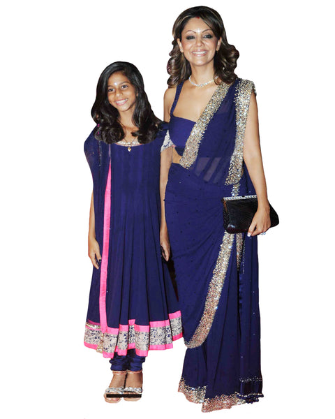 Navy Blue Color Bollywood Mother Daughter Dress