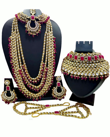 Golden Stone Set and Purpal Golden Pearls of Earings Set
