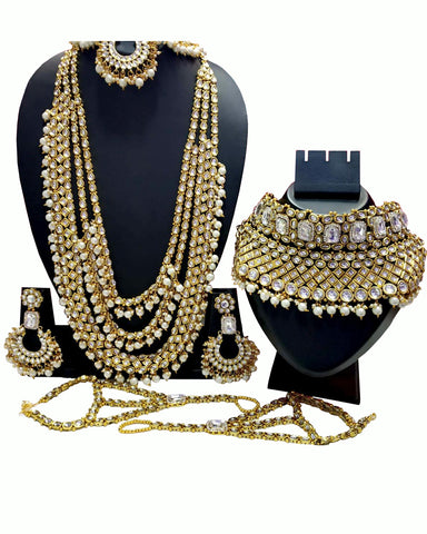 Golden Stone Set and white Golden Pearls of Earings Set