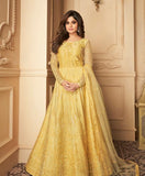 Beautiful Yellow Color Butterfly Net Designer Anarkali Suit