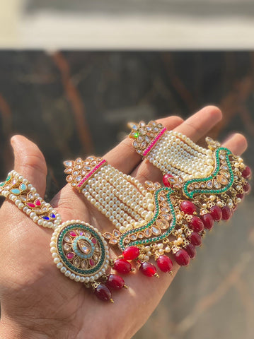 Beautiful Multi Color High Quality Earring and Maang Tikka