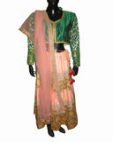Pink-Green Color Designer Lehenga Choli