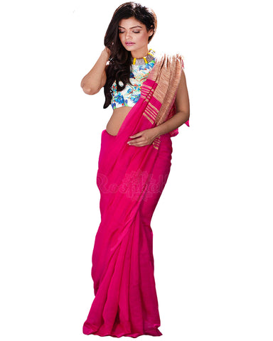 Dark Pink Blended Cotton Saree