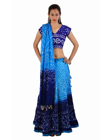 Black/Blue Bandhej Chania Choli