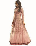 Demanding Light Pink Colored Partywear Embroidered Soft Net Gown