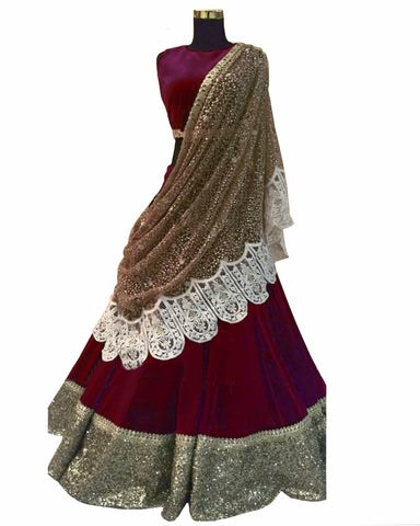 Mahroon Color Designer Lehenga Choli