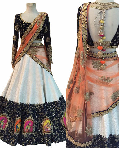 Black And White Color Designer Lehenga Choli