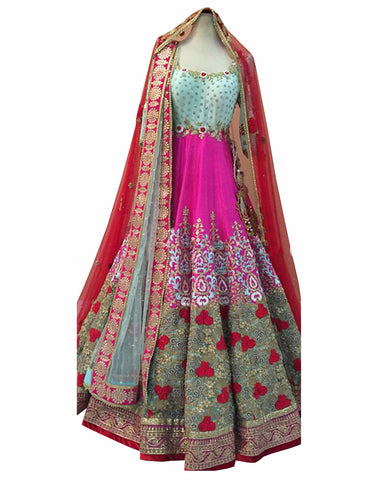 Sky & Pink Color Designer Party wear Long Gown