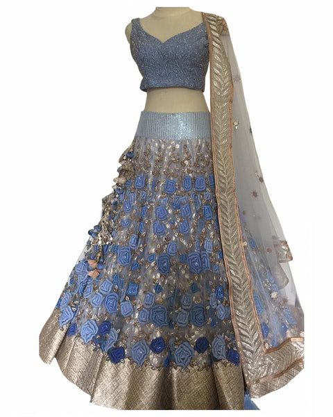 Sliver Sky Color Designer Lehenga