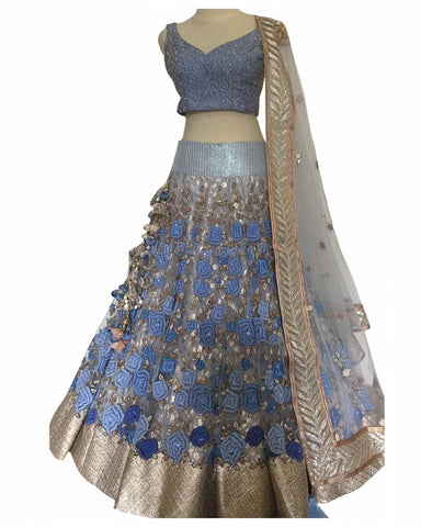 Sliver Sky Color Designer Lehenga