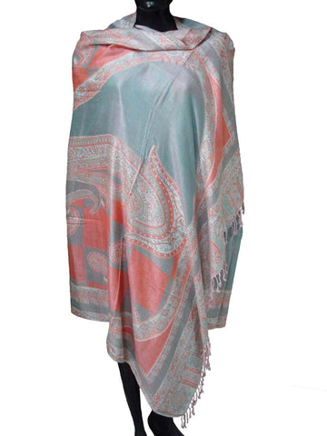 Cashmere Woolen Green Embroidered Shawl