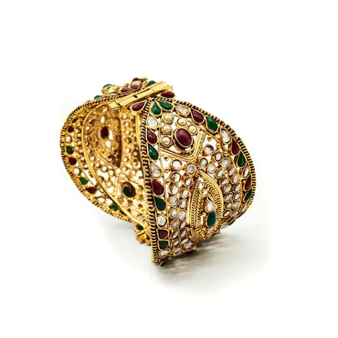 Beautiful Wide Fashion Polki Bangle with Base Metal as Alloys