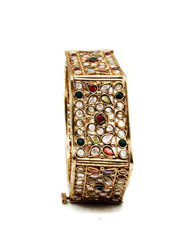 Beautiful Fashion Polki Bangle with Base Metal as Alloys with Stones