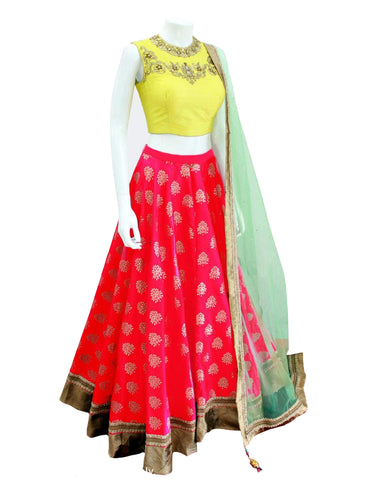 Delightful Red Designer Embroidered Lehenga Choli