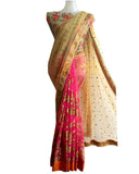 Designer Gold-Pink Color Saree