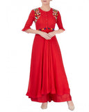 Red Embroidered Palazzo Dress Women Suit Design