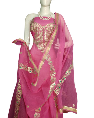 Pink Color Chanderi Gota Patti Suit