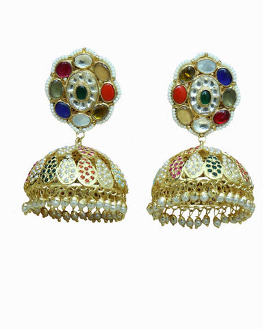 Multi Jadau & Jhumki Earrings