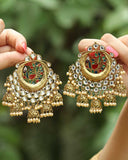 Kashish Gold Finished Rubby Panna Kundan Earrings