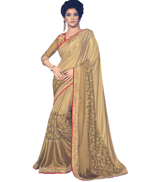 Golden Net & Fancy Fabric Saree