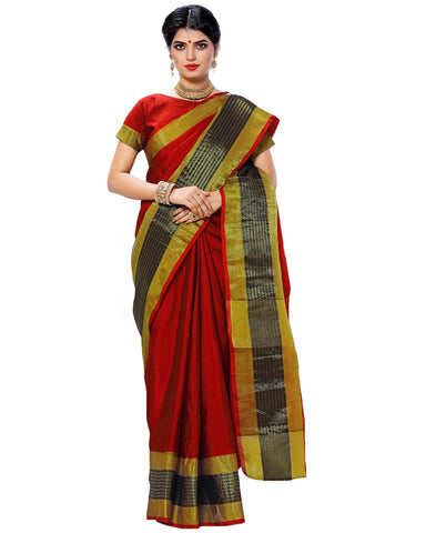 Red Festive Wear Weaving Work Silk Saree