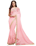 Spectacular Pink Embroidered Designer Partywear Saree