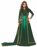 Green Designer Embroidered Georgette & Art Silk Abaya Style Anarkali Suit