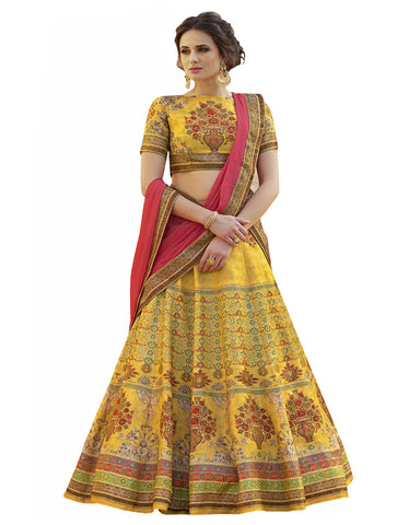 Yellow Digital Printed Lehenga Choli With Dupatta