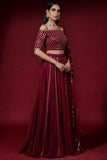Maroon Lehenga in Georgette base with Golden Sequins Embroidery