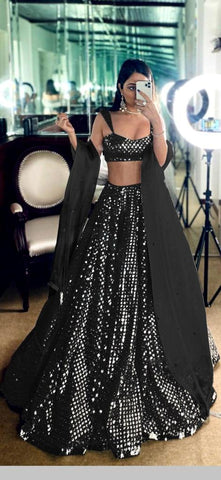 Black Color Sequence Designer Lehenga Choli