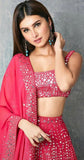 Georgette Pink color Designer Mirror Lehenga Choli