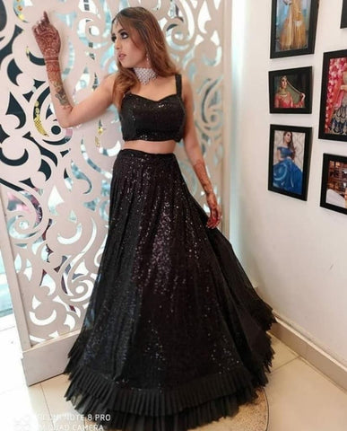 Black Color sequence Lehenga Choli