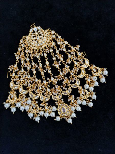 Beautiful Golden Color Jhumar with white Pearls for Special Occasion