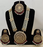 Gorgeous Kundan Rani Haar with Beautiful Big Size Earrings and Tika Set along with Extra Red Color Beads