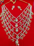 Lovely Golden and White Color Necklace with Beautiful Earrings