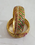 Beautiful High Quality One Gram Gold Plated with Real Stones Bangles