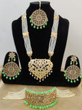 Pretty Golden Color Choker Necklace Set with Beautiful Jhumka and Matha Tikka