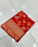 Beautiful Red Color Paithani Silk with Pure Golden Jari Saree and Blouse for Special Occasion
