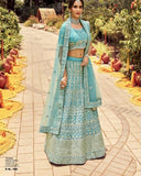 Charming Light Blue Color Paithani Silk with Pure Golden Jari Saree and Blouse with Beautiful White Color Floral Design