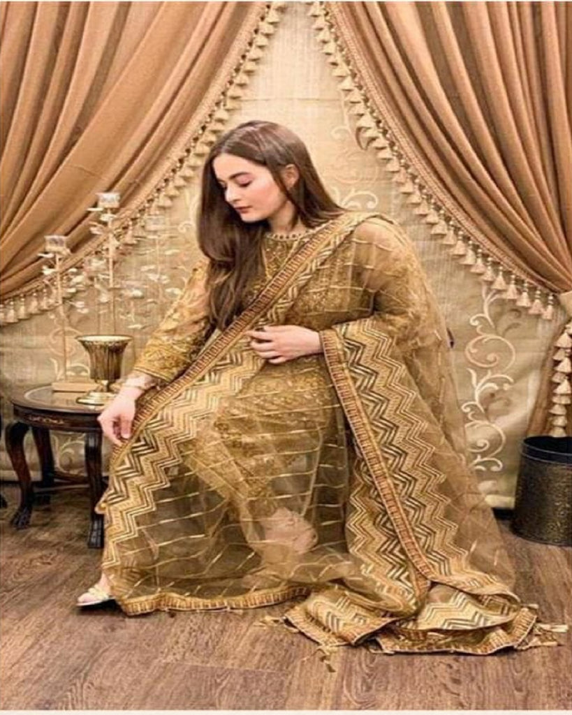 Buy Pretty Cream Satin and Georgette Embroidered Designer Salwar Suit With  Banarasi Silk Dupatta at best price - Gitanjali Fashions