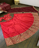 Gorgeous Red Color Satin Georgette Lehenga Blouse with Zari and Sequins work for Special Occasion