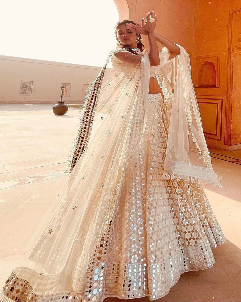 Buy Off White Raw Silk Woven And Embroidered Zardozi & Bridal Lehenga Set  For Women by Jigar Mali Online at Aza Fashions.