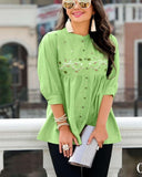 Stylish Light Green Color Jam Cotton with Beautiful Embroidery Work Kurti for Special Occasion