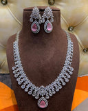Lustrous White Color Necklace and Earrings with Gorgeous Pink Color added Pearls for Special Occasion