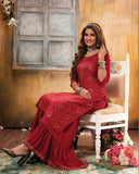 Gorgeous Red Color High Quality Rayon Sharara Salwar Suit with Heavy Work for Special Occasion