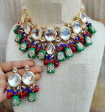 Kundan Green Meenakari Designer Necklace
